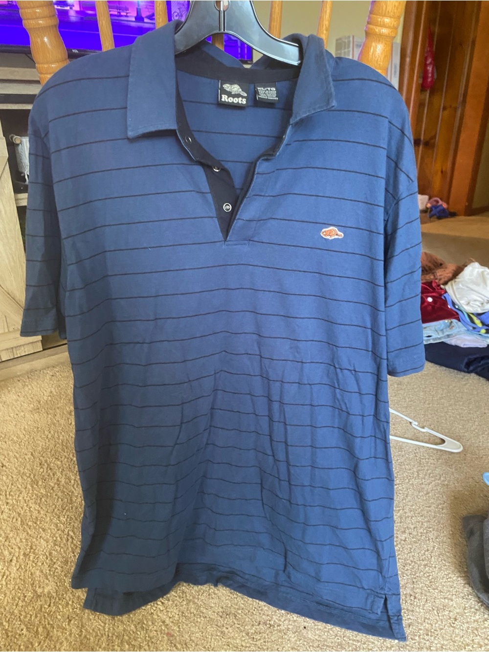 Roots Men’s Blue Striped Polo Shirt
